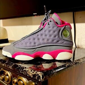 Pink and Gray High-Top Sneakers